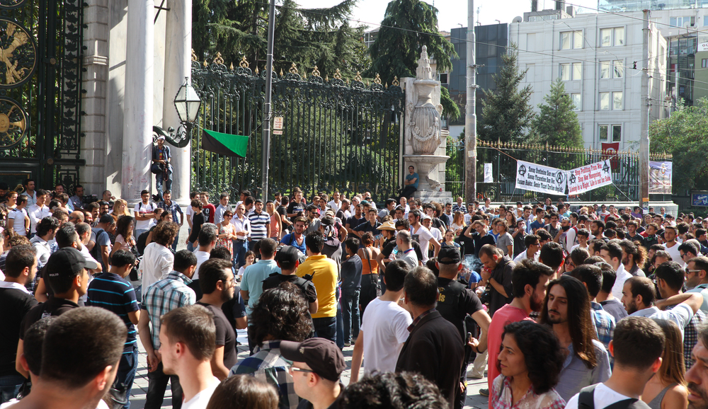 in Istanbul, Turkey. Police intervene unorganized small groups of anti-government protestors